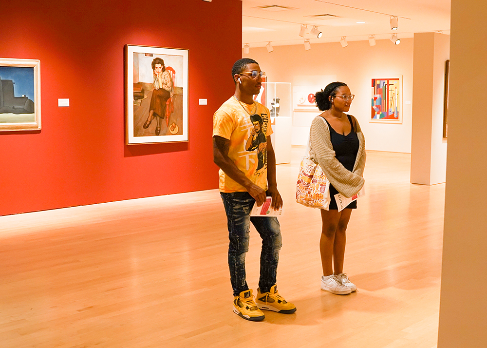 Two ASU students attend the Phoenix Art Museum as part of the Early Start program.